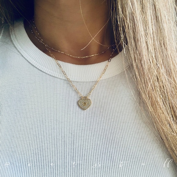 CZ Pave’ Keyhole Heart Necklace - Picture 3 of 5